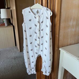 Kate Quinn Cream Jumpsuit with Brown Bunny Design